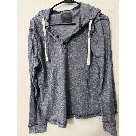 H&M Sweater Mens Large Light Blue L.O.G.G Hoodie Hooded Pullover Sweatshirt - Picture 1 of 5